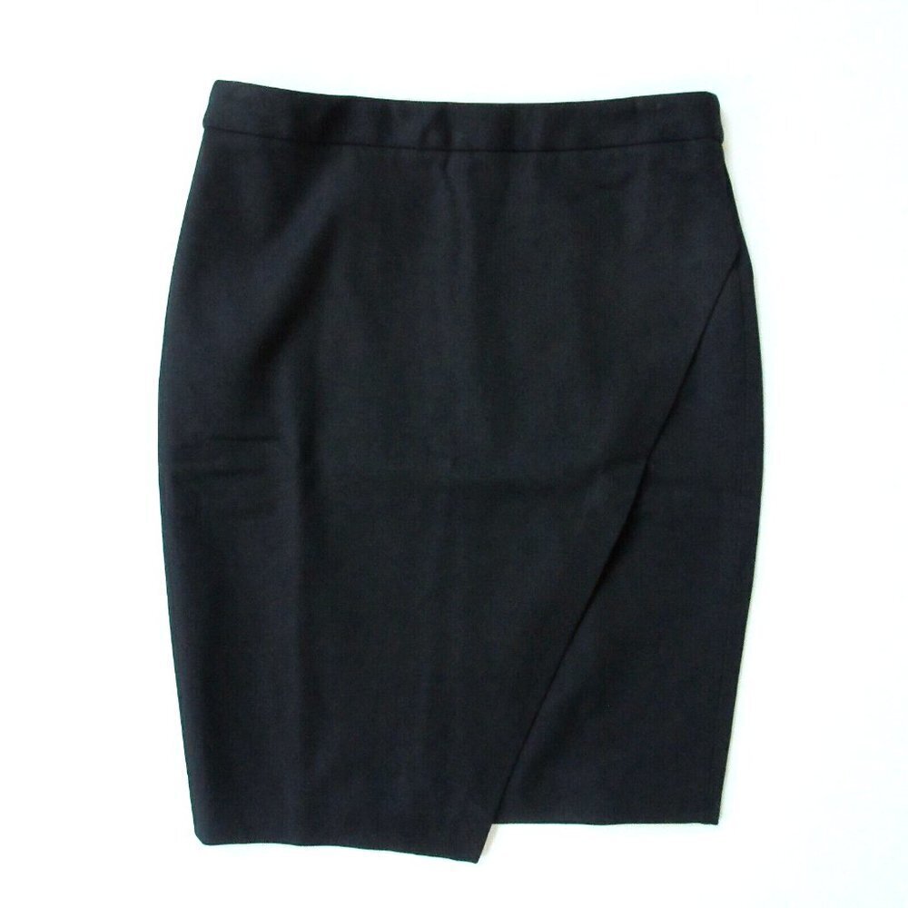 NWT Banana Republic Bi-Stretch Sloan Black Pencil Crossover Wrap Skirt Size 0